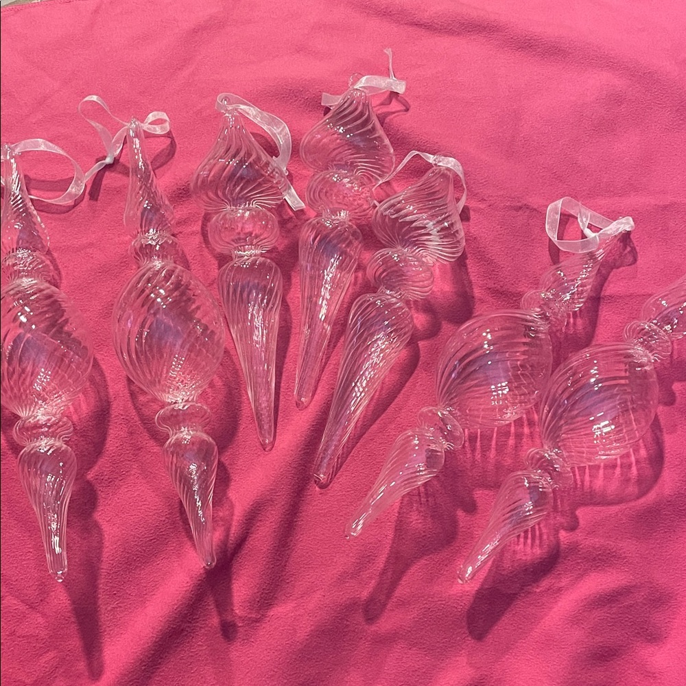 Crate&Barrel Clear Glass Holiday Ornaments